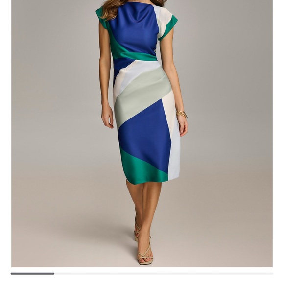 Donna Karan Colorblock Midi Dress - Picture 1 of 7